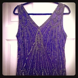 Prelude--Beautiful grey beaded short dress